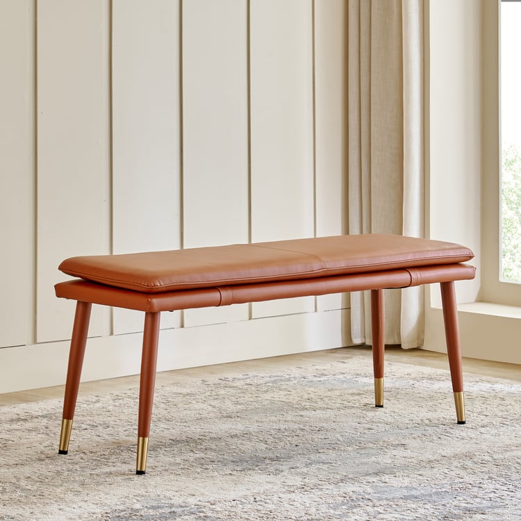 Amanda Faux Leather Dining Bench - Tan