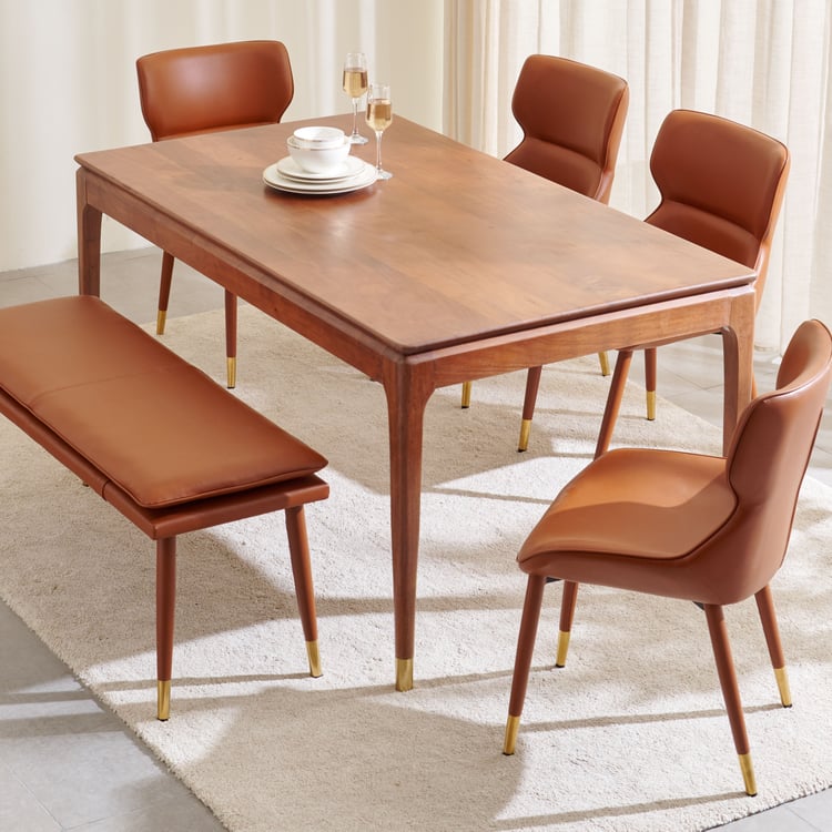 Amanda Faux Leather Dining Bench - Tan