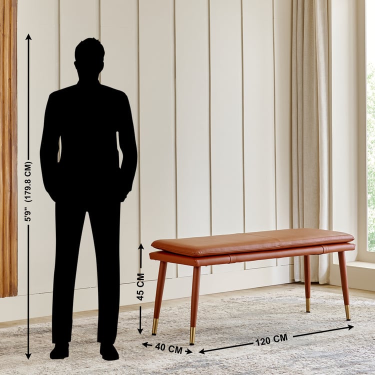 Amanda Faux Leather Dining Bench - Tan