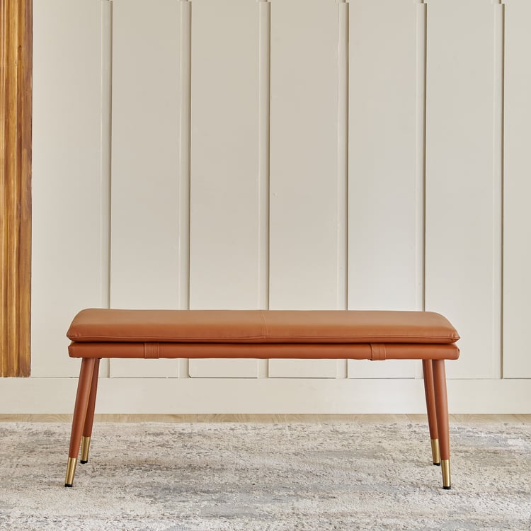 Amanda Faux Leather Dining Bench - Tan