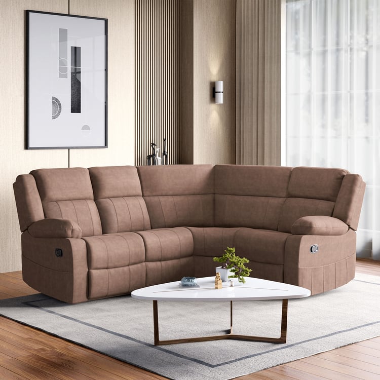 Denver Fabric 4-Seater Manual Recliner Set - Brown