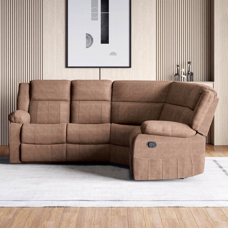 Denver Fabric 4-Seater Manual Recliner Set - Brown