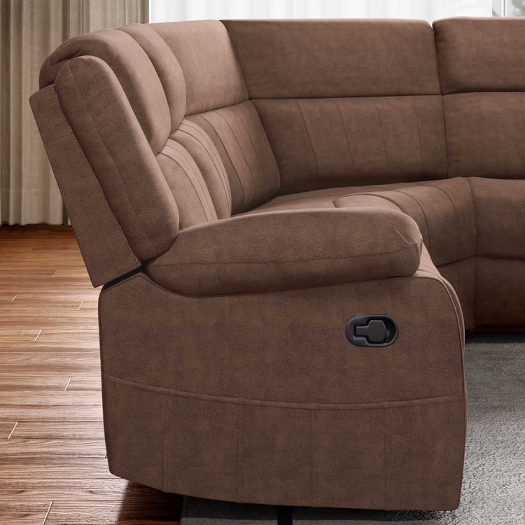 Denver Fabric 4-Seater Manual Recliner Set - Brown