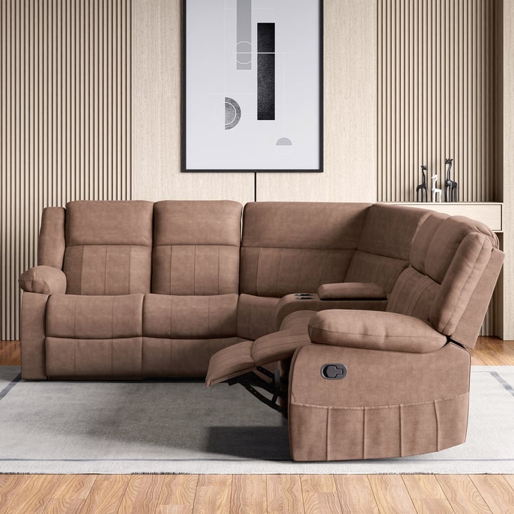 Denver Fabric 5-Seater Manual Recliner Set - Brown