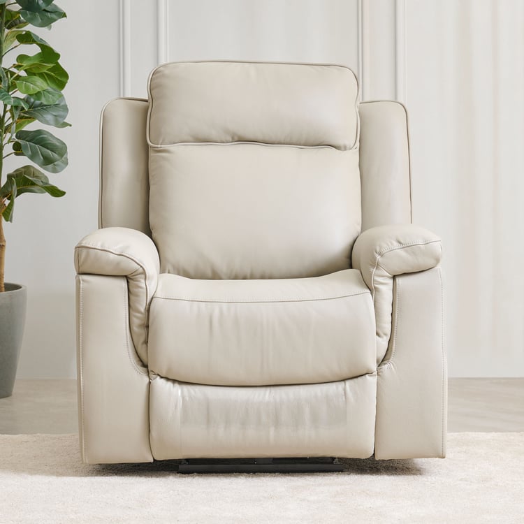 Oliver 1-Seater Half Leather Electric Recliner - Beige