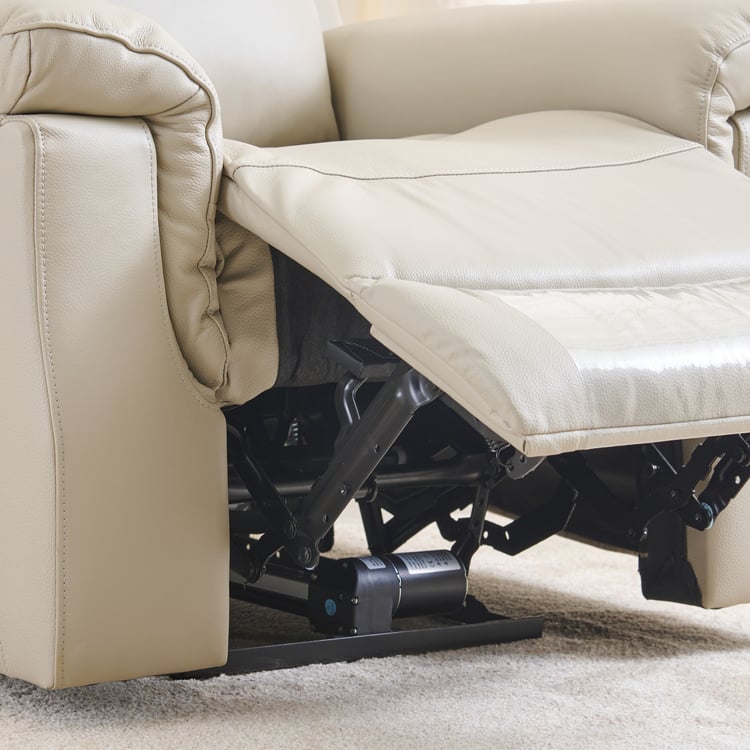 Oliver 1-Seater Half Leather Electric Recliner - Beige