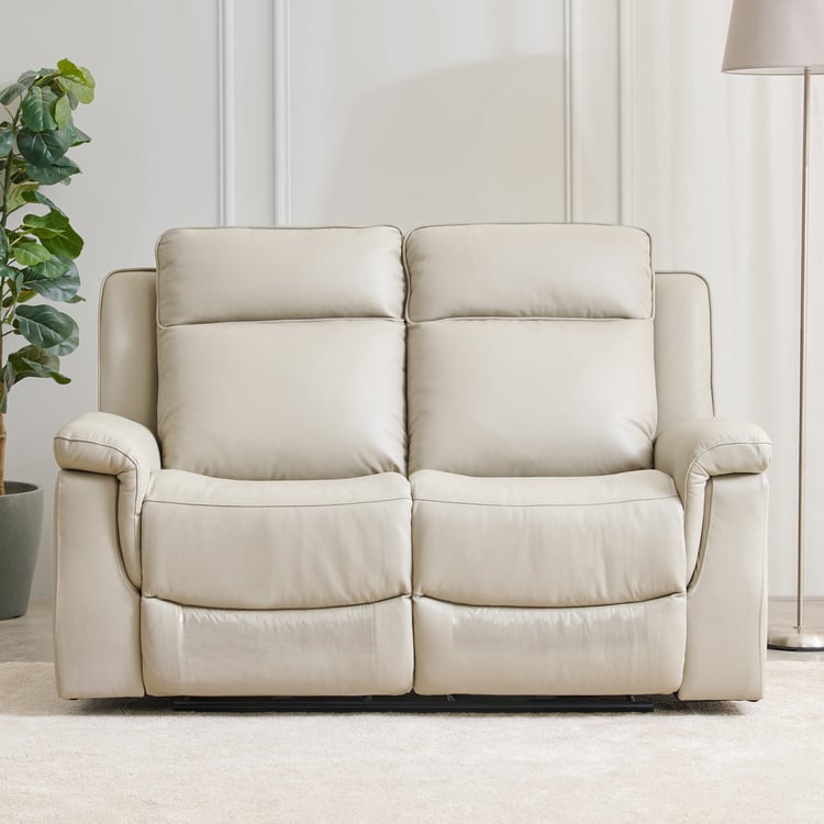 Oliver 2-Seater Half Leather Electric Recliner - Beige