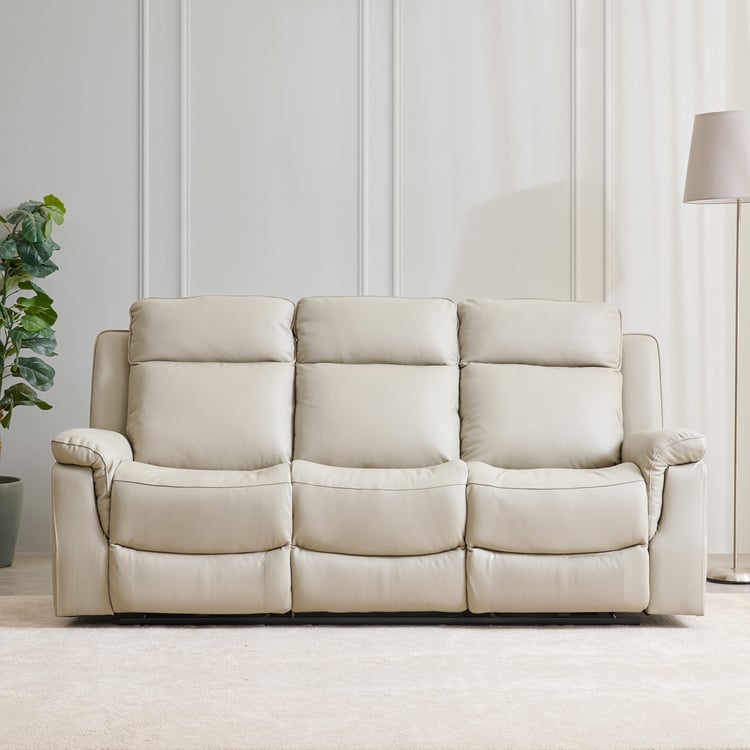 Oliver Half Leather 3-Seater Electric Recliner - Beige