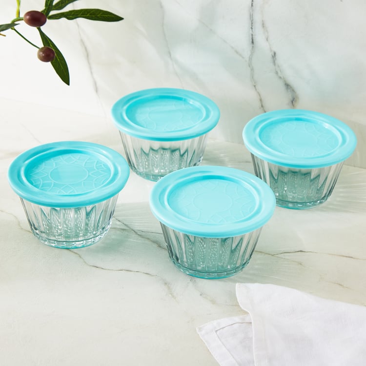 Tuscany Zinnia Set of 4 Glass Bowls with Lid - 200ml