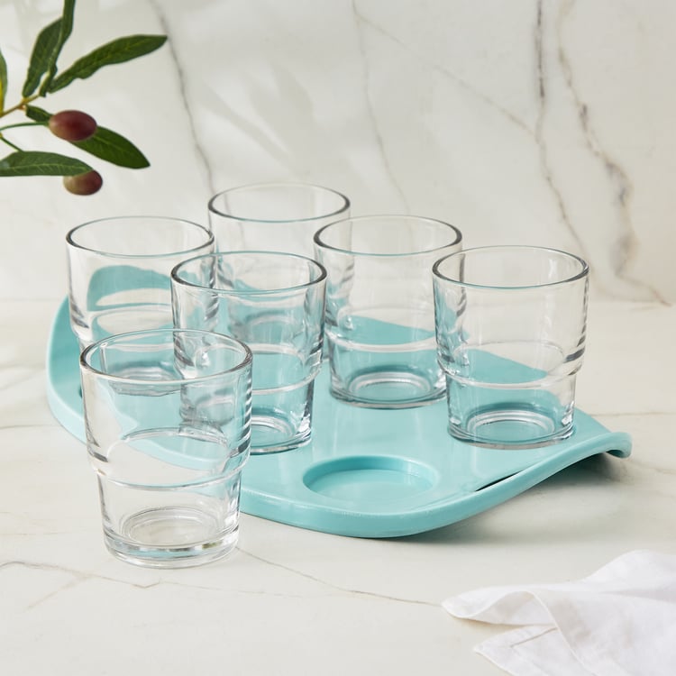 Tuscany Zinnia Set of 6 Juice Glass with Tray - 150ml