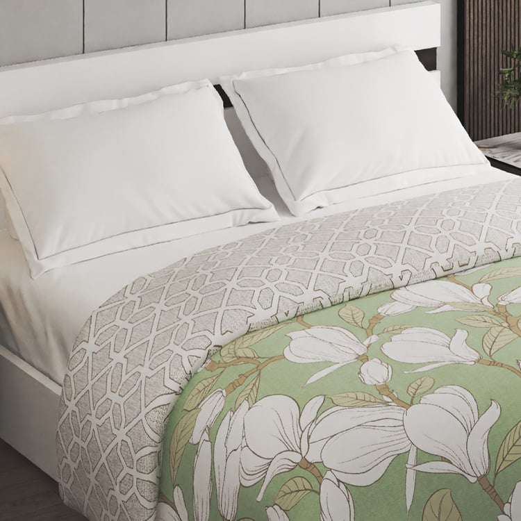 Oxford Blush Cotton Printed Reversible Double Comforter