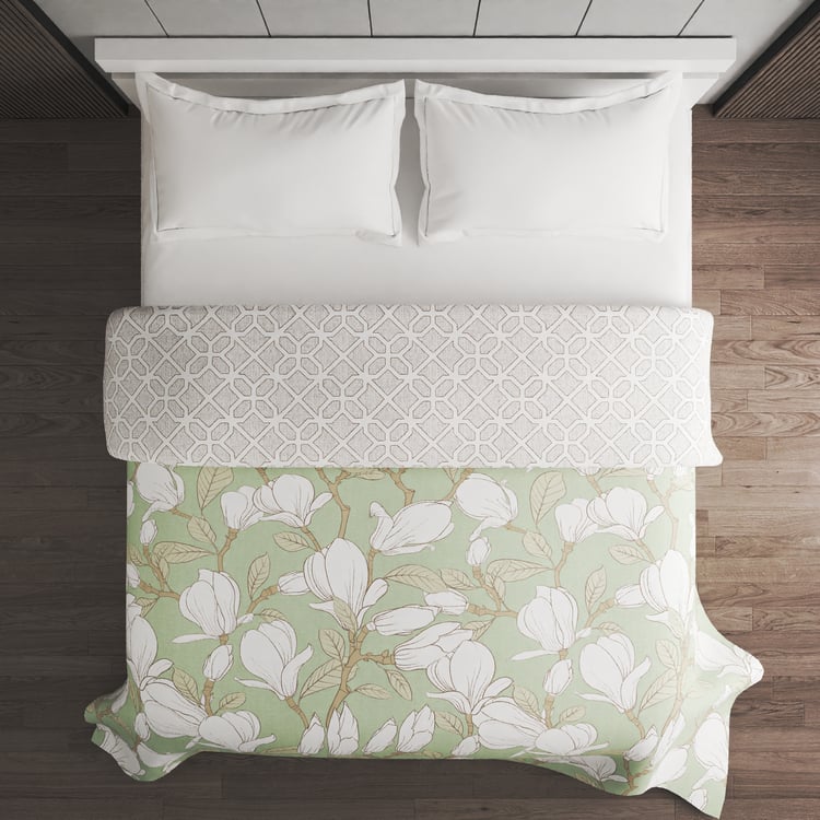 Oxford Blush Cotton Printed Reversible Double Comforter