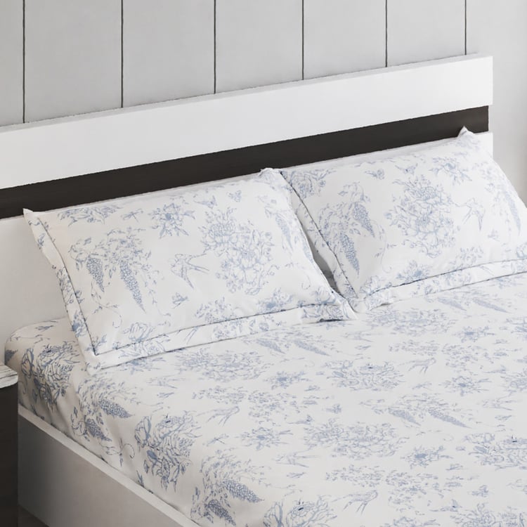 Oxford Mist Cotton 200TC Printed 3Pcs King Fitted Bedsheet Set
