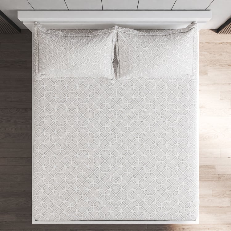 Oxford Pebble Cotton 200TC Printed 3Pcs King Fitted Bedsheet Set