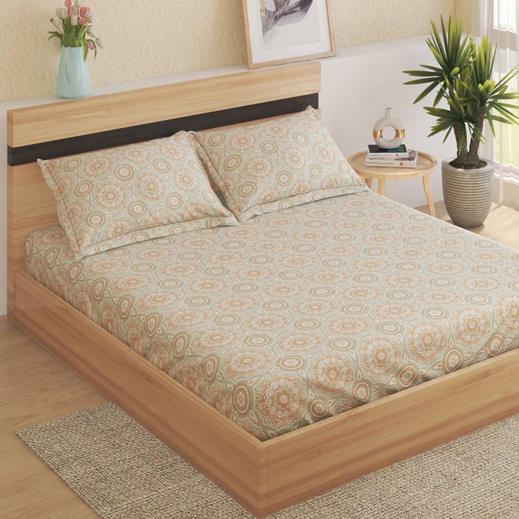 Oxford Mandala Cotton 200TC Printed 3Pcs Super King Bedsheet Set