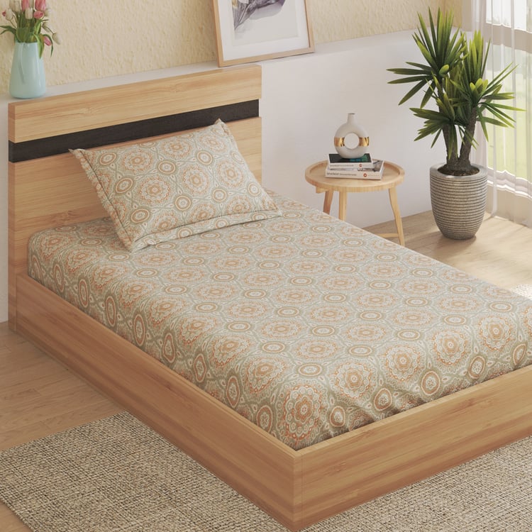 Oxford Mandala Cotton 200TC Printed 2Pcs Single Bedsheet Set