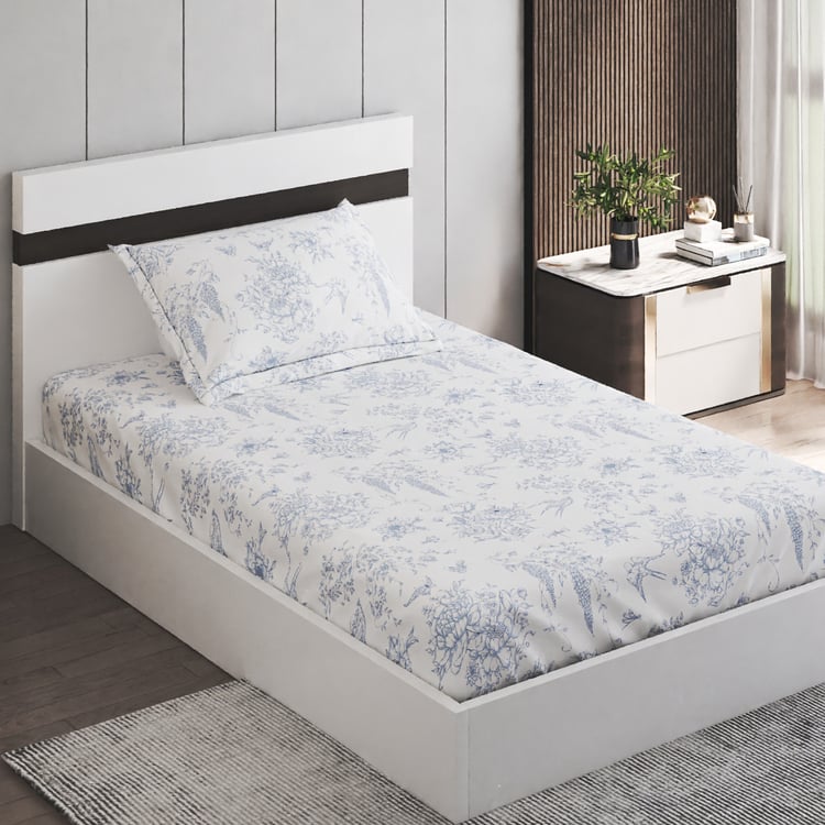 Oxford Mist Cotton 200TC Printed 2Pcs Single Bedsheet Set