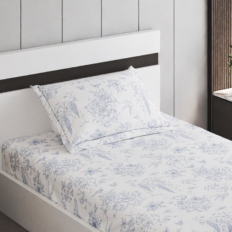 Oxford Mist Cotton 200TC Printed 2Pcs Single Bedsheet Set