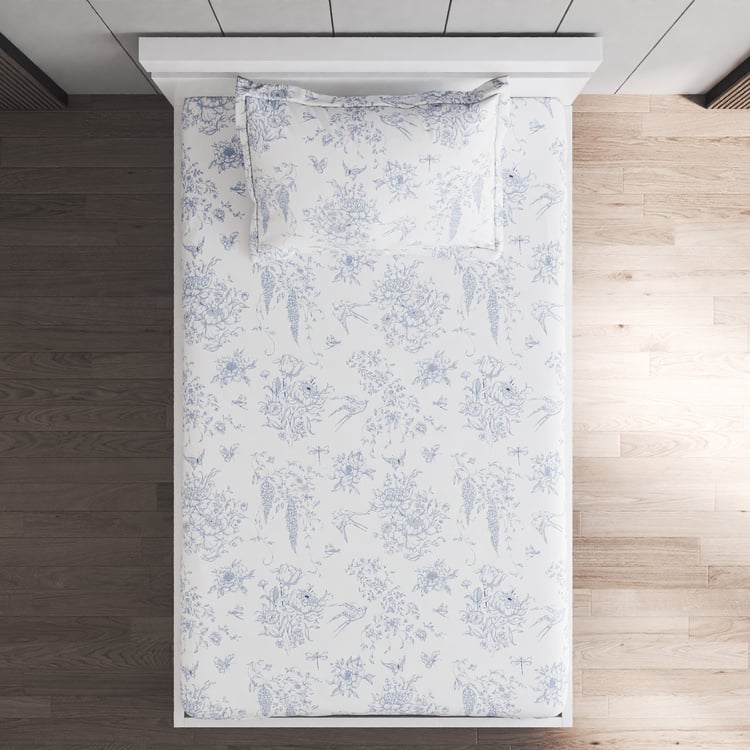Oxford Mist Cotton 200TC Printed 2Pcs Single Bedsheet Set