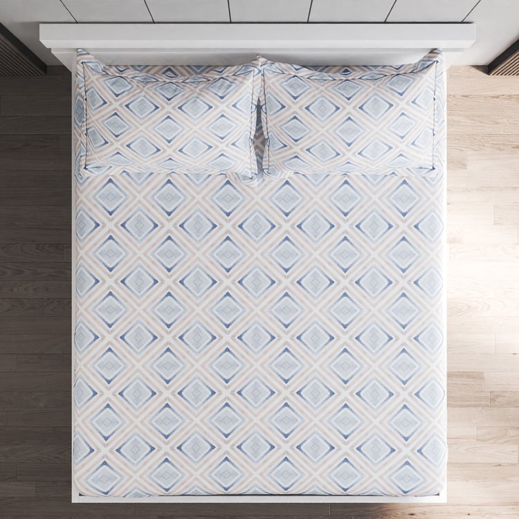 Oxford Seafoam Cotton 200TC Printed 3Pcs Super King Bedsheet Set