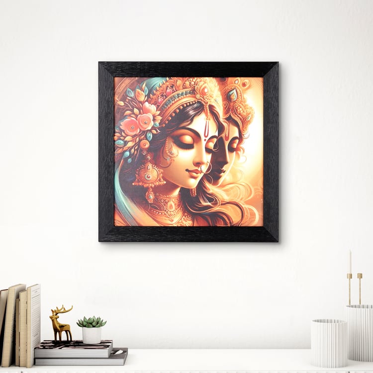 Pacific Aura Divine Radha Krishna Synthetic Picture Frame - 32x32cm