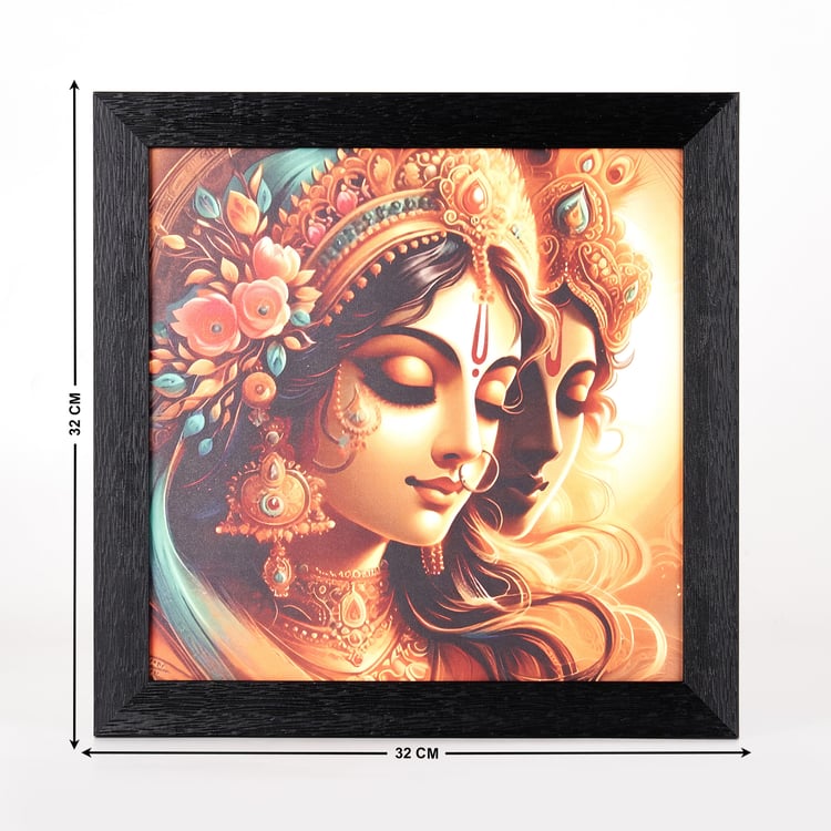 Pacific Aura Divine Radha Krishna Synthetic Picture Frame - 32x32cm