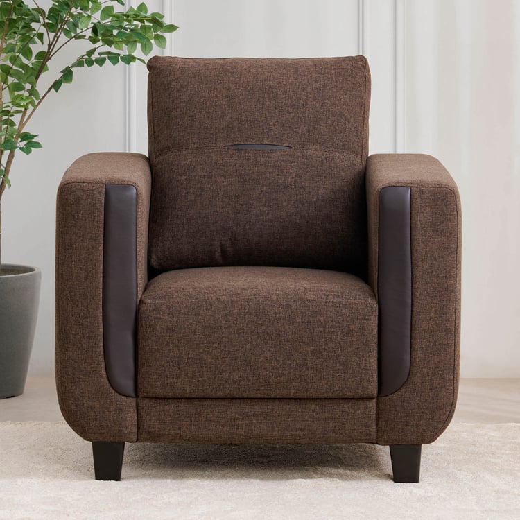 Berry Fabric 1-Seater Sofa - Brown