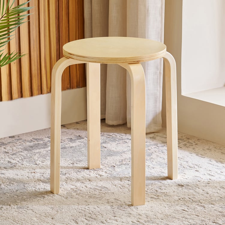 Paulo Solid Wood Stool - Brown