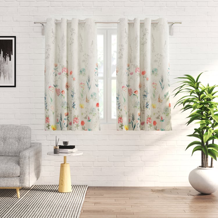 Corsica Fiesta Set of 2 Floral Print Light Filtering Window Curtains