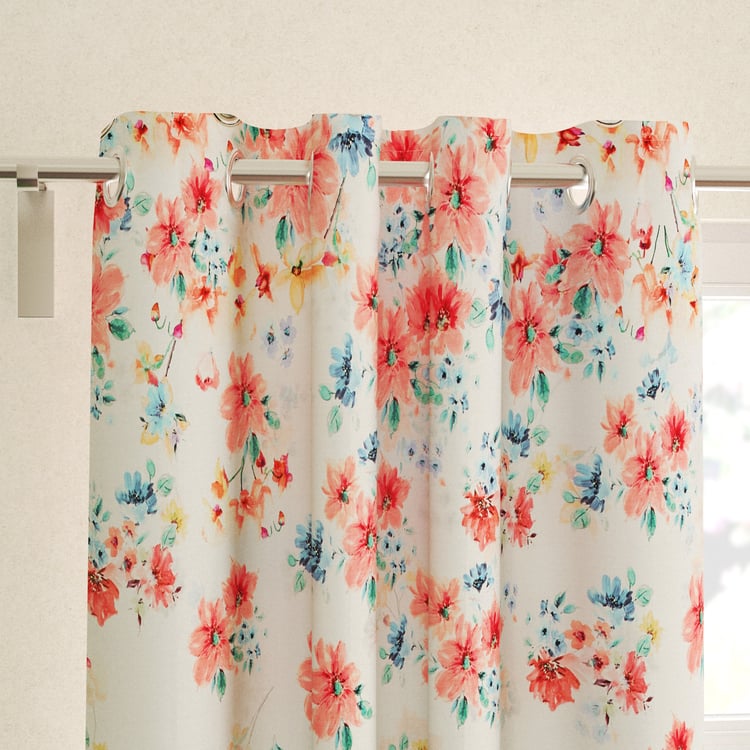 Corsica Fiesta Set of 2 Floral Print Light Filtering Window Curtains