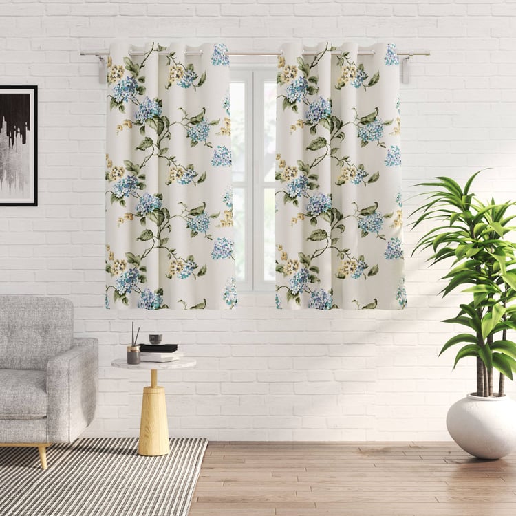 Corsica Florish Set of 2 Floral Print Light Filtering Window Curtains