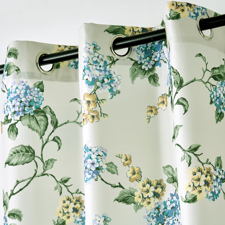 Corsica Florish Set of 2 Floral Print Light Filtering Window Curtains