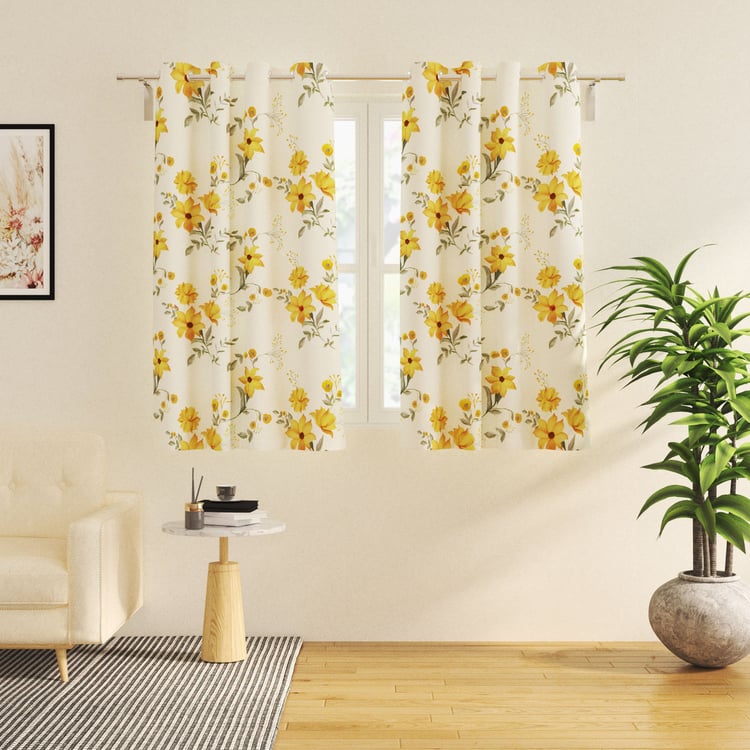 Corsica Florish Set of 2 Floral Print Light Filtering Window Curtains