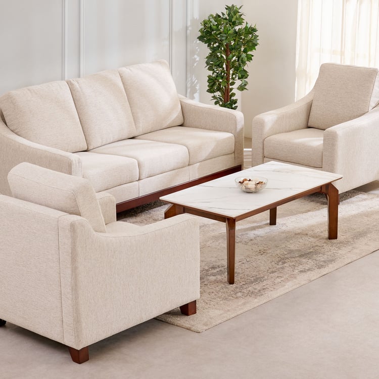 Sylvester Plus Fabric 3+1+1 Seater Sofa Set - Beige