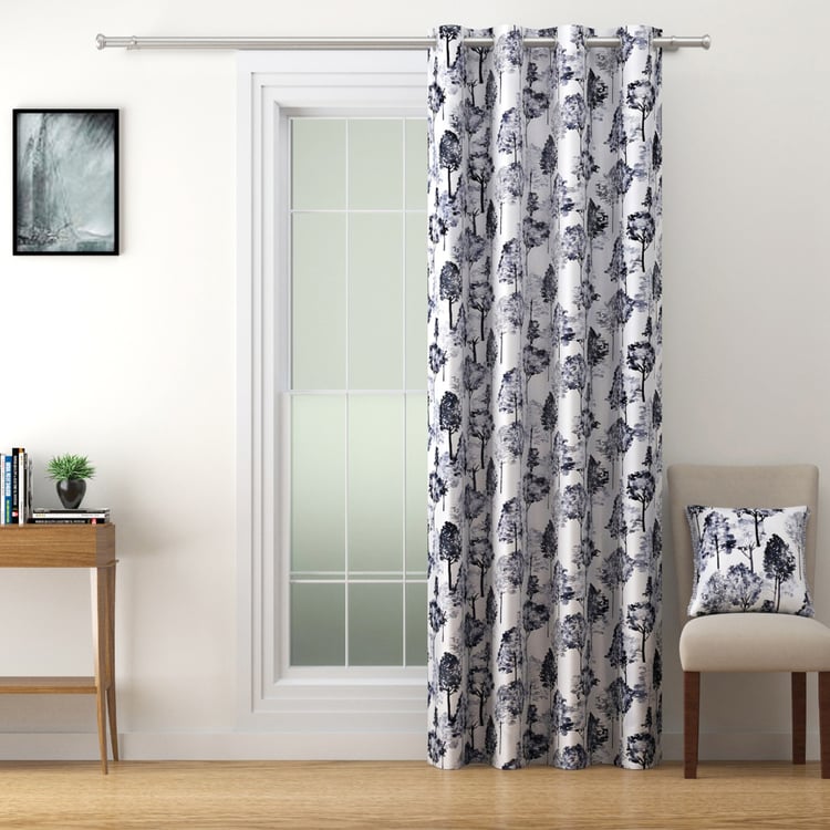 SWAYAM Omega Printed Room-Darkening Door Curtain - White