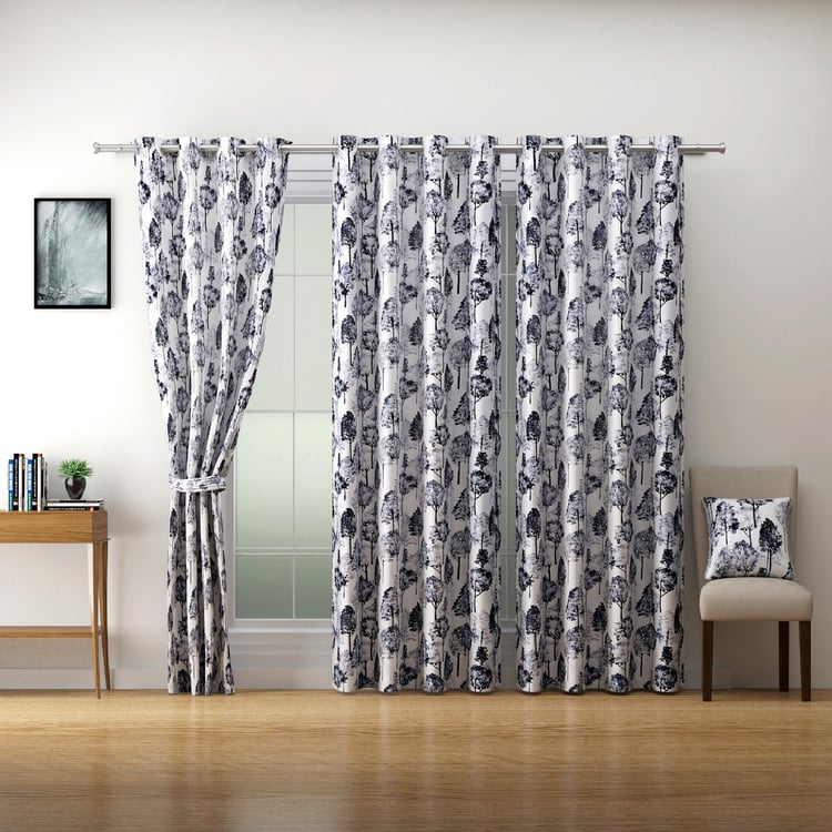 SWAYAM Omega Printed Room-Darkening Door Curtain - White