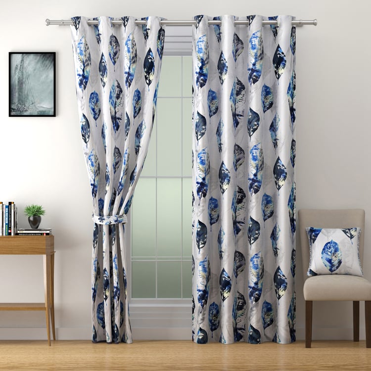 SWAYAM Omega Printed Room-Darkening Door Curtain - Off White