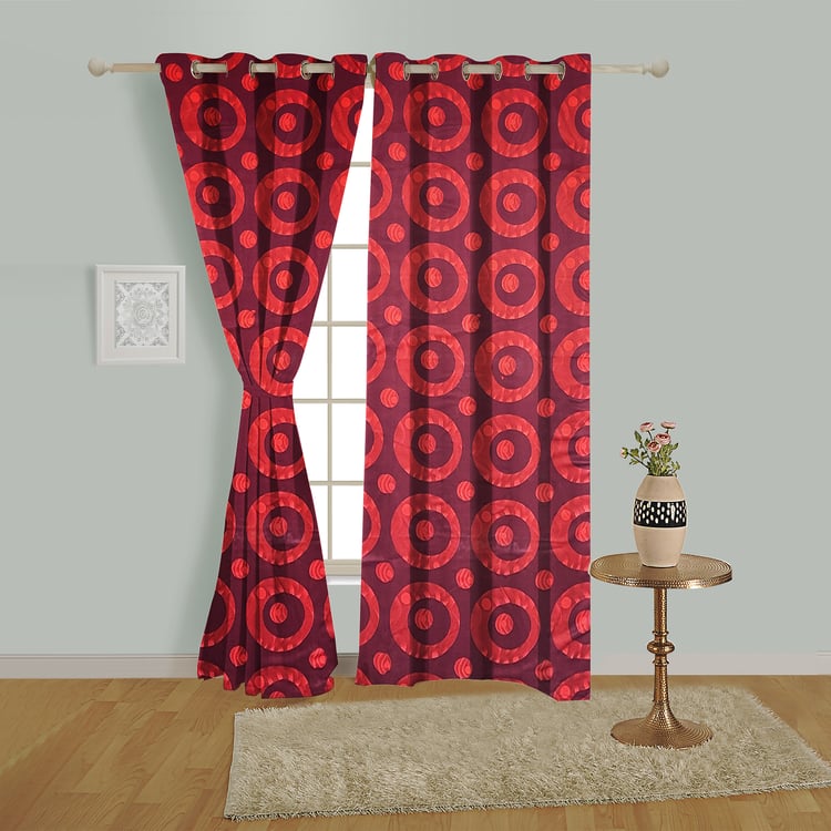 SWAYAM Sigma Printed Room-Darkening Door Curtain - Red