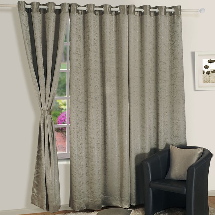 SWAYAM Set of 2 Jacquard Blackout Door Curtains