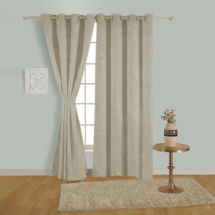 SWAYAM Set of 2 Jacquard Blackout Door Curtains