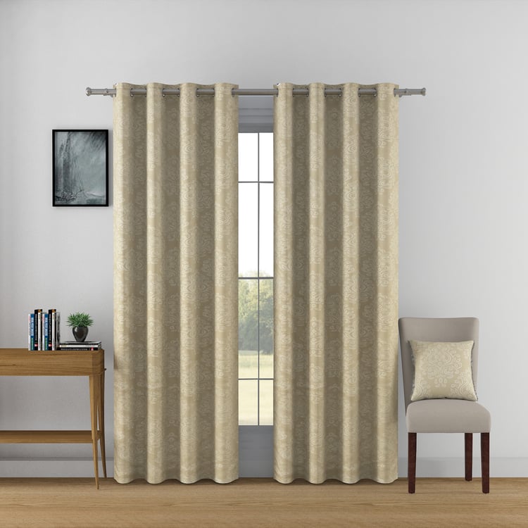 SWAYAM Set of 2 Jacquard Blackout Door Curtains