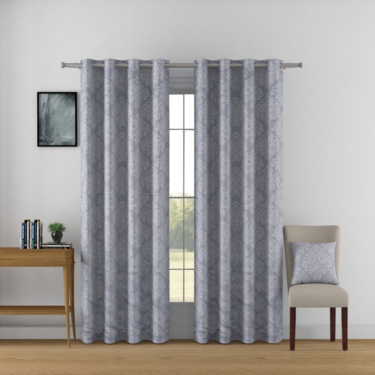 SWAYAM Set of 2 Jacquard Blackout Door Curtains