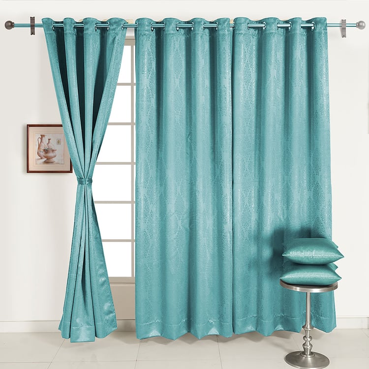 SWAYAM Set of 2 Jacquard Blackout Door Curtains