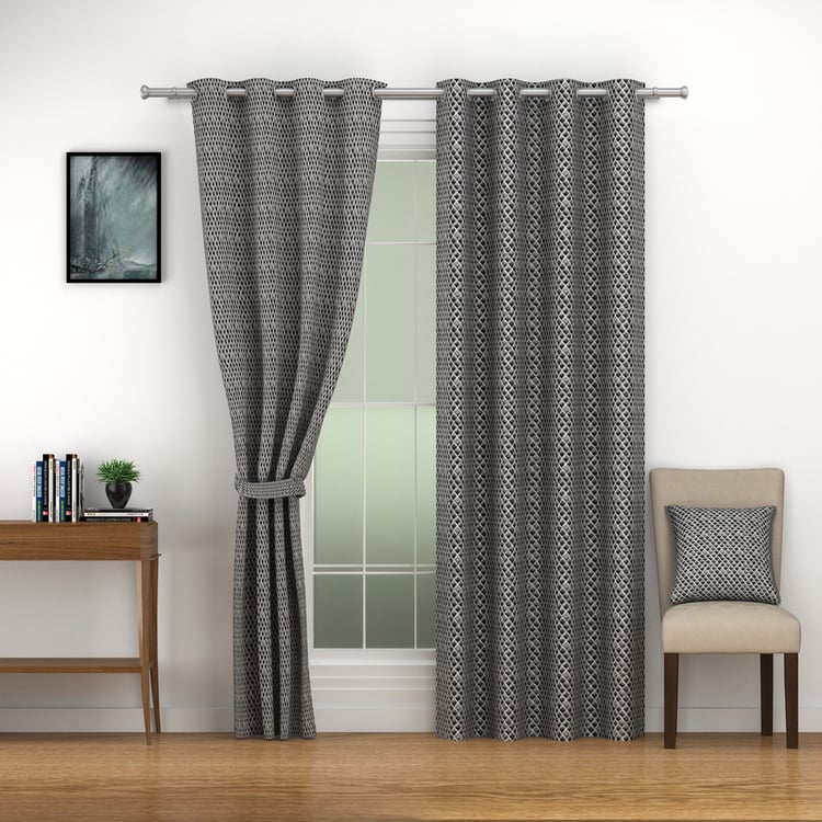 SWAYAM Marble Set of 2 Blackout Door Curtains