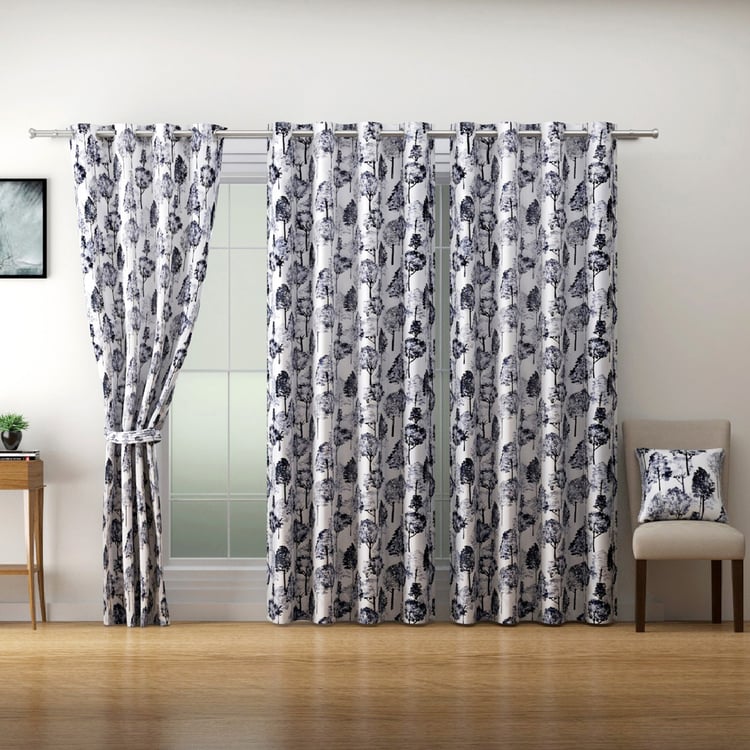 SWAYAM Omega Set of 2 Floral Print Room Darkening Door Curtains