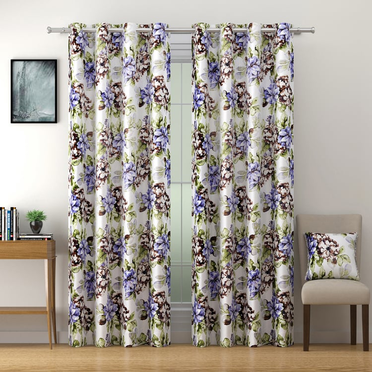 SWAYAM Omega Set of 2 Floral Print Room Darkening Door Curtains