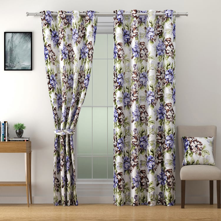 SWAYAM Omega Set of 2 Floral Print Room Darkening Door Curtains