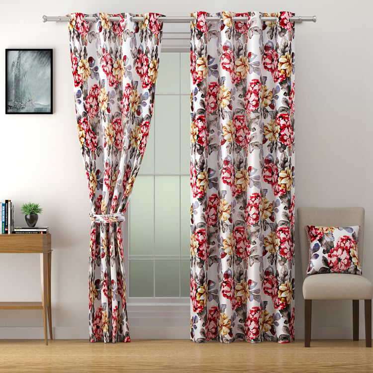 SWAYAM Omega Set of 2 Floral Print Room Darkening Door Curtains