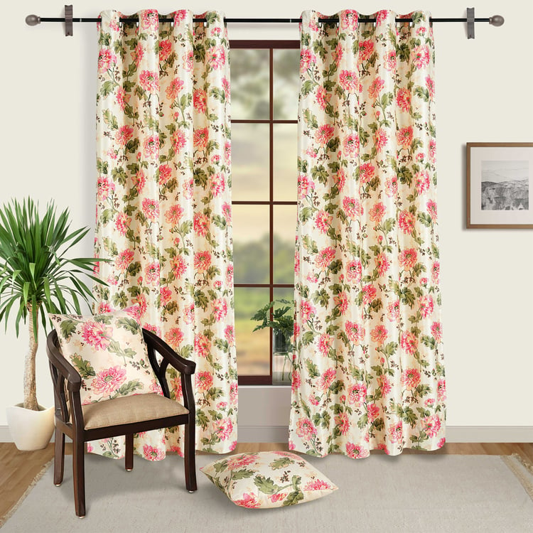 SWAYAM Omega Set of 2 Floral Print Room Darkening Door Curtains