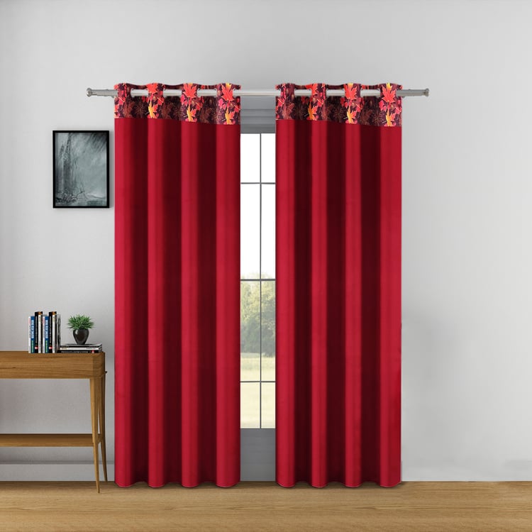 SWAYAM Set of 2 Printed Blackout Door Curtains